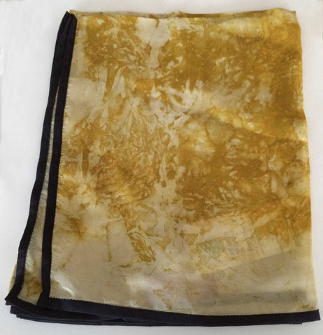 Aranya Natural Silk Scarf - Leaf Imprint with piping | The Yarn Tree - fiber, yarn and natural dyes