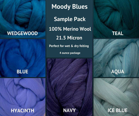 Merino Wool Roving Sample Packs Moody Blues