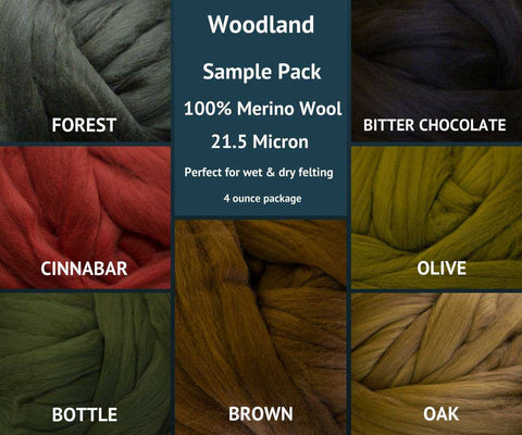 Merino Wool Roving Sample Packs Woodlands