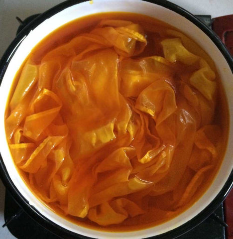 Gardenia Fruit - Dried Pods - fabric in the dye pot