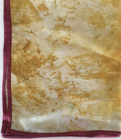 Aranya Natural - Silk Scarves - Leaf Imprint with piping