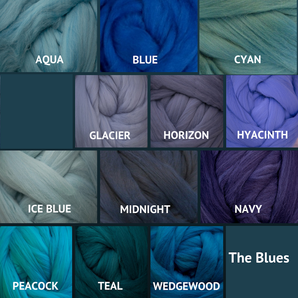 Merino Wool Roving for Felting and Spinning - The Blues – The Yarn Tree ...