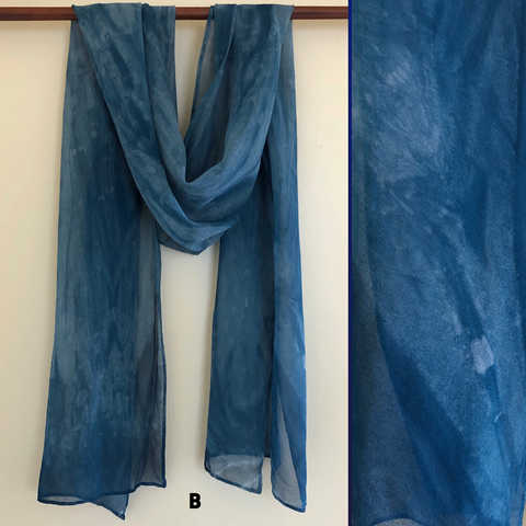 Indigo Blues - Silk Chiffon Scarves - Arashi Shibori | The Yarn Tree - fiber, yarn and natural dyes