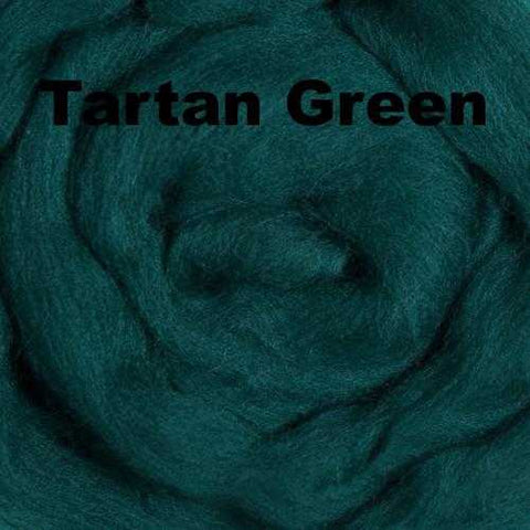 Merino Wool Roving Tartan Green